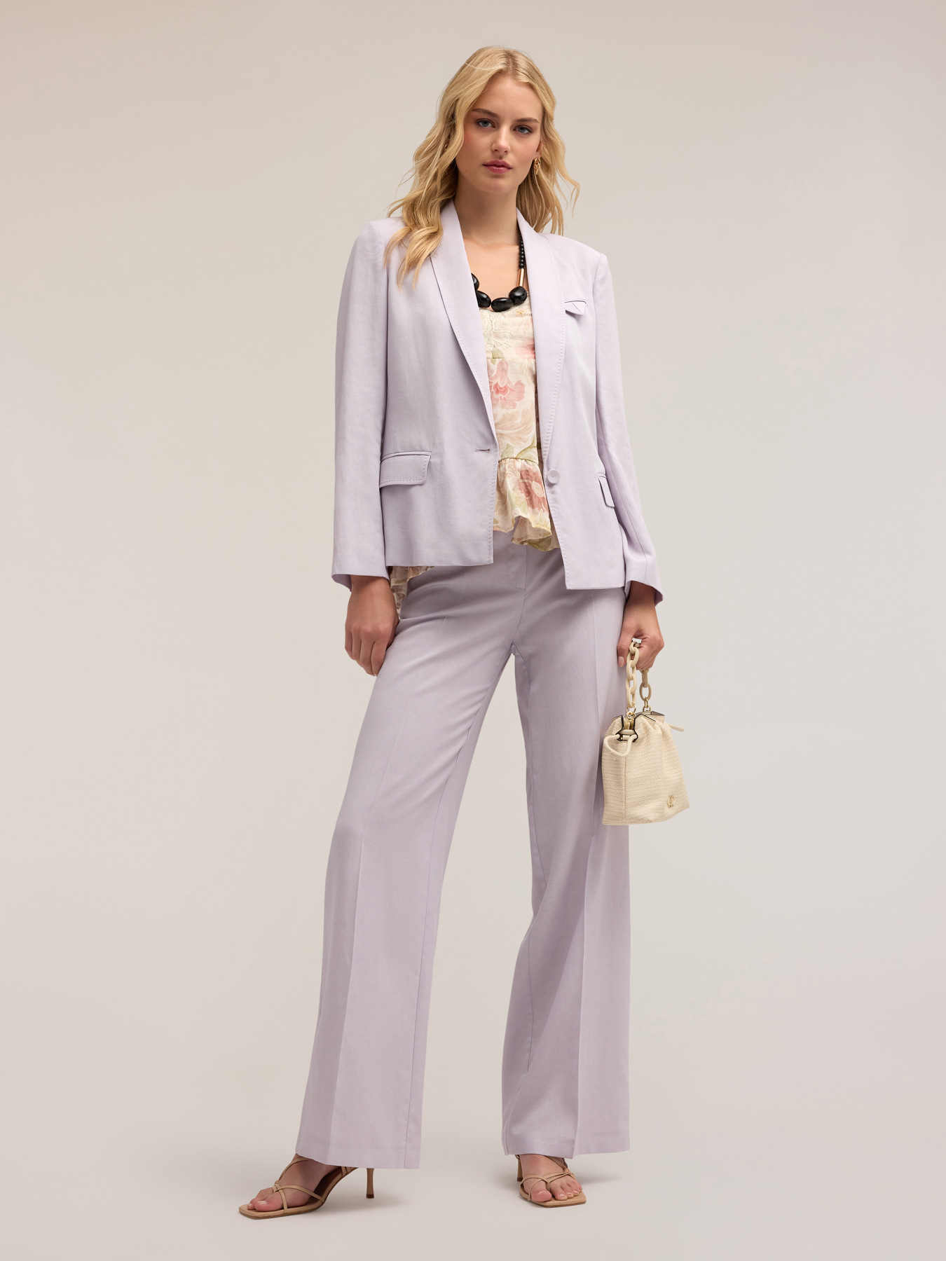 Veste &agrave; simple boutonnage en lin m&eacute;lang&eacute; lyocell image number 2