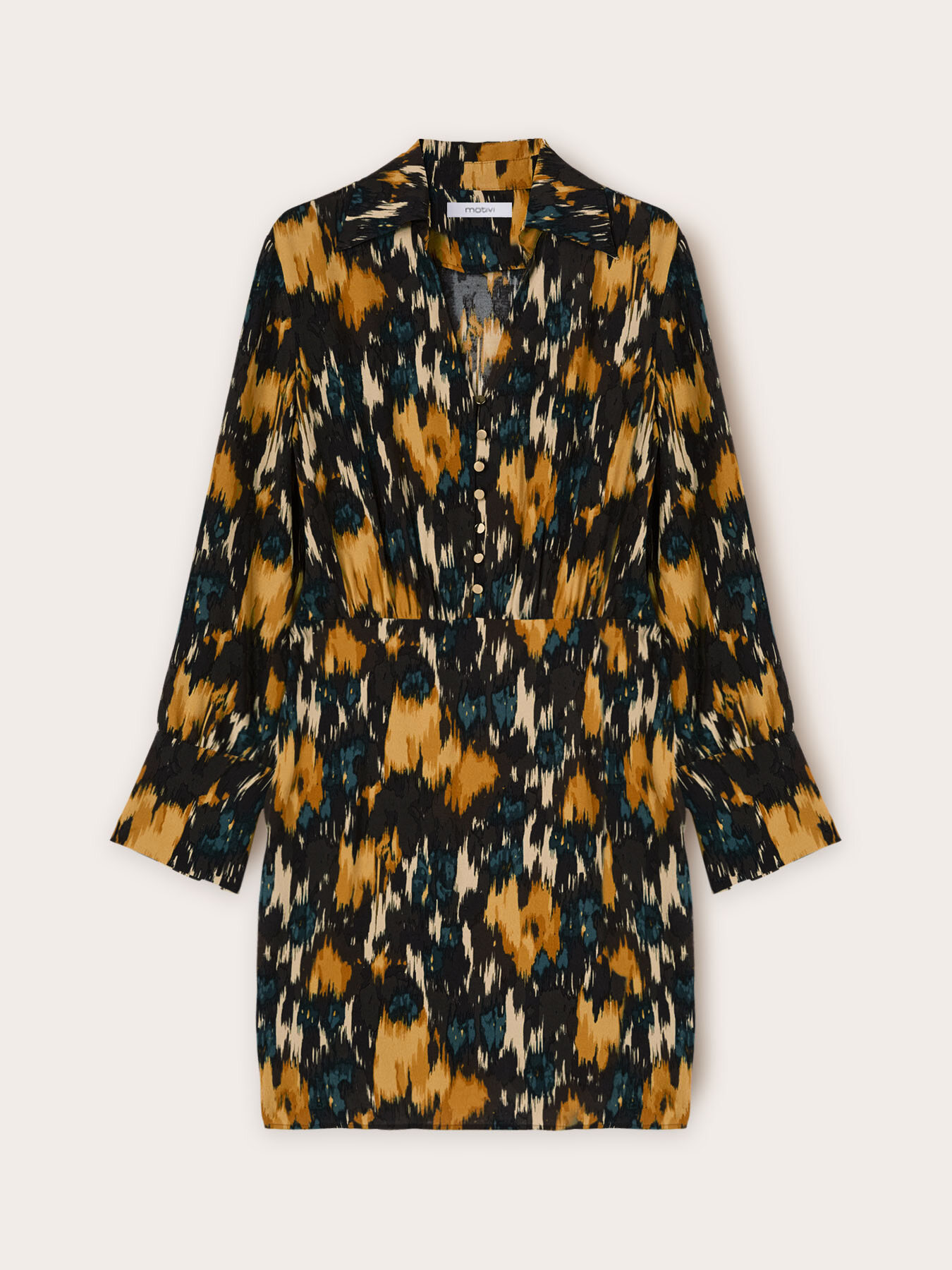 Vestido camisero estampado de crep&eacute; image number 4