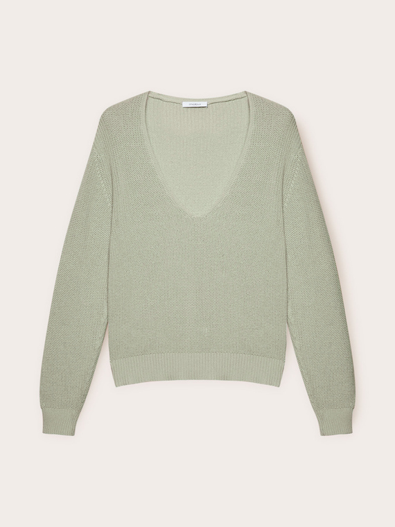 Pullover scollo a v in cotone
