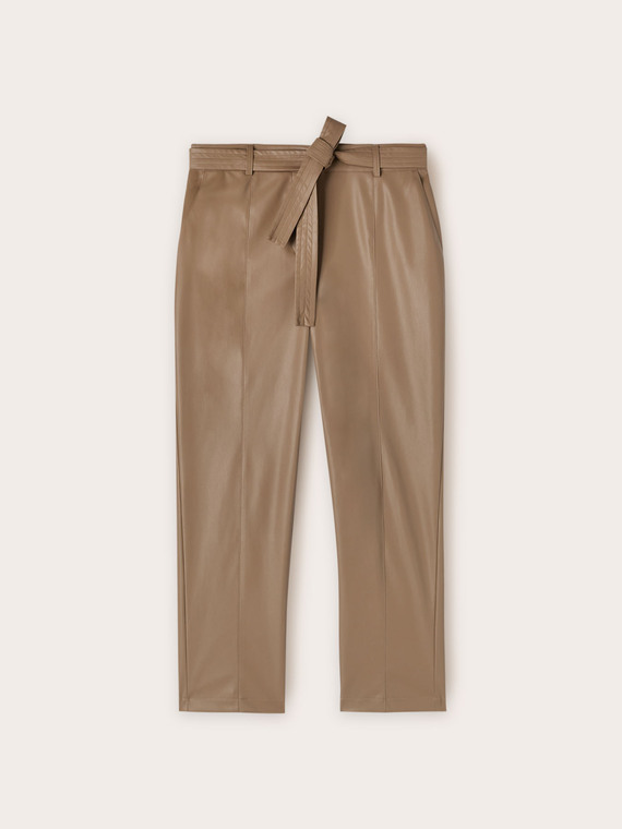 Pantaloni con cintura in tessuto spalmato