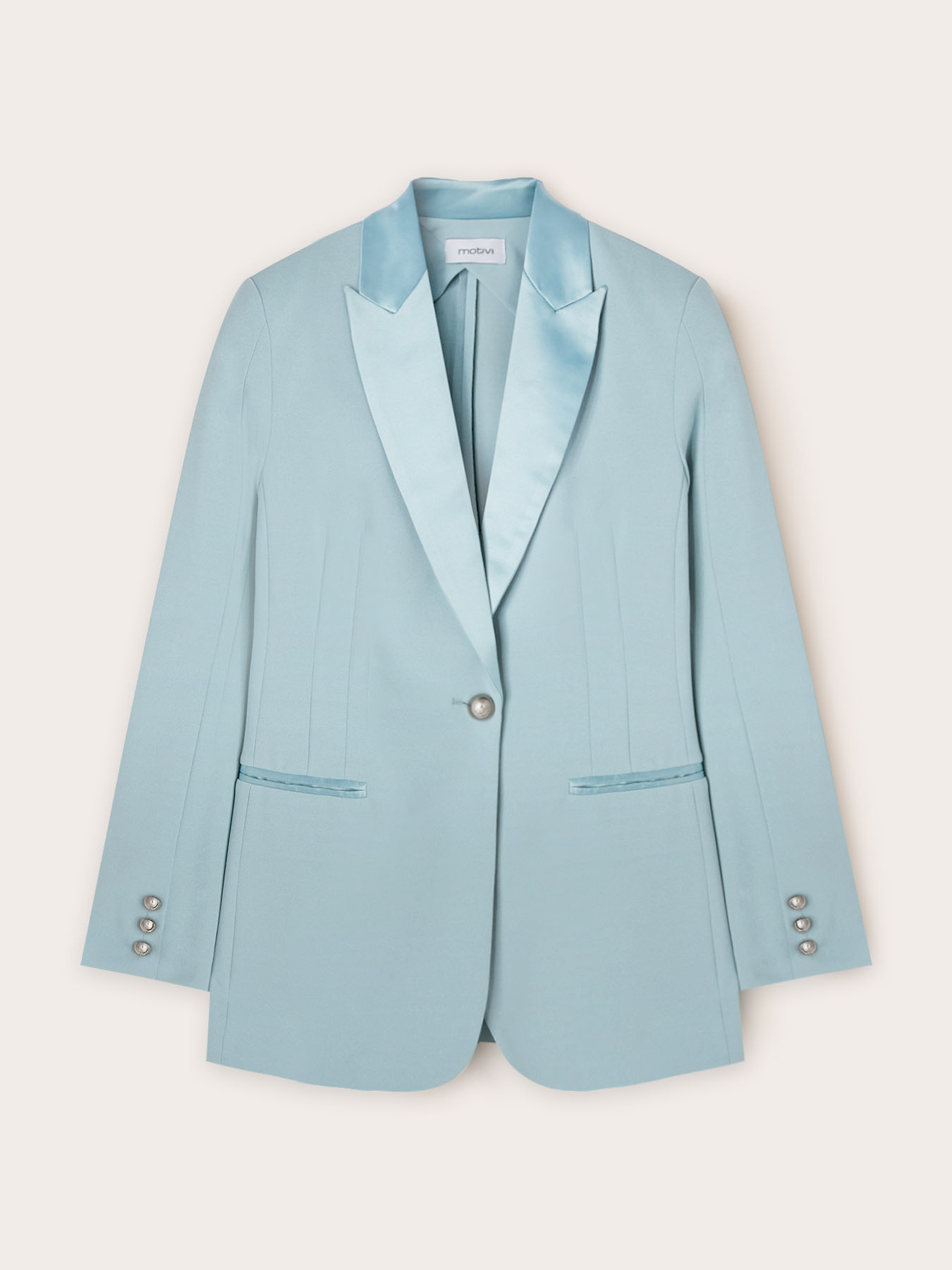 Jachetă la un singur r&acirc;nd de nasturi cu inserții din satin image number 5