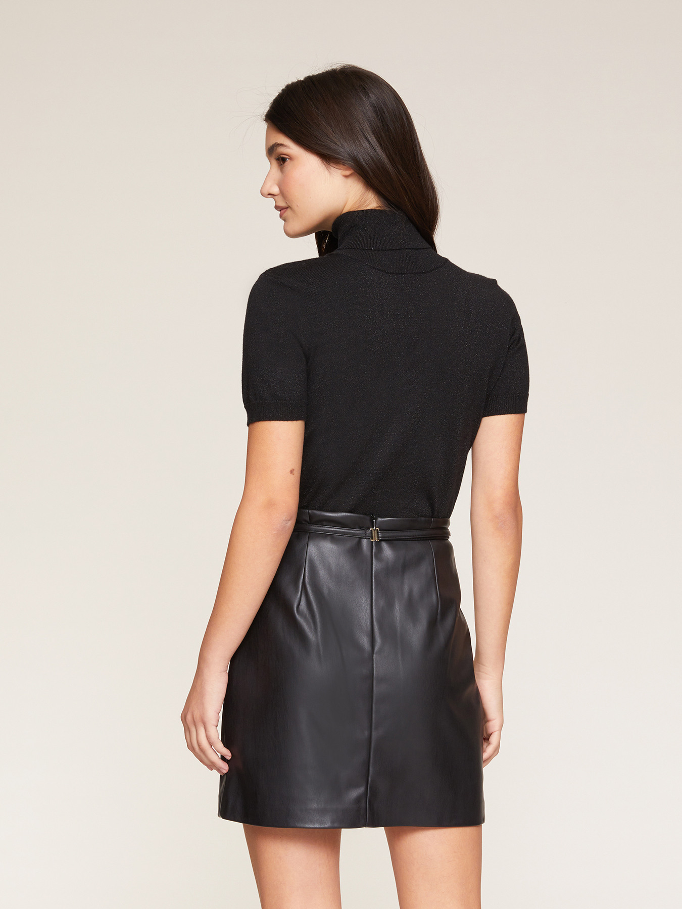 kurz&auml;rmeliger Lurex-Rollkragenpullover image number 1