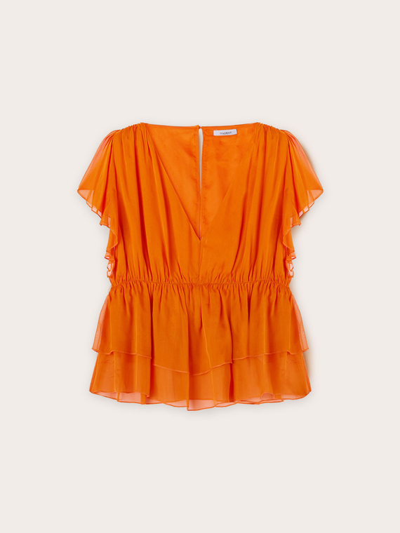 Bluse mit Kr&auml;uselungen und R&uuml;schen