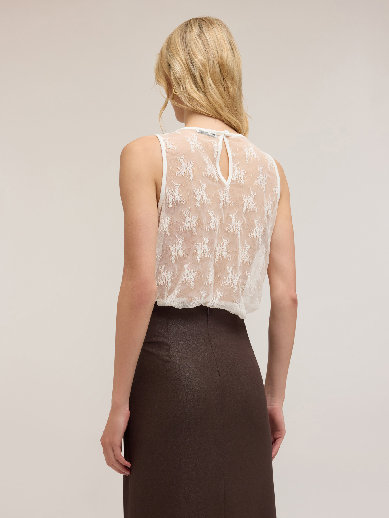 Lace top with ruching image number 1