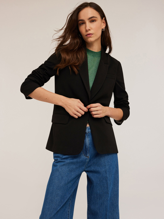 Giacca monopetto in tessuto cr&ecirc;pe