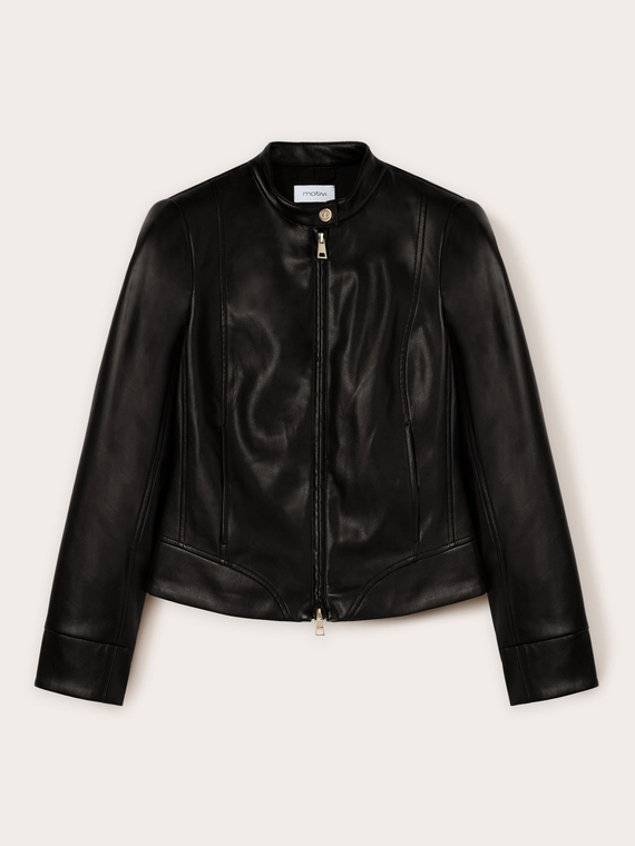 Giubbotto in tessuto spalmato con tagli shaping