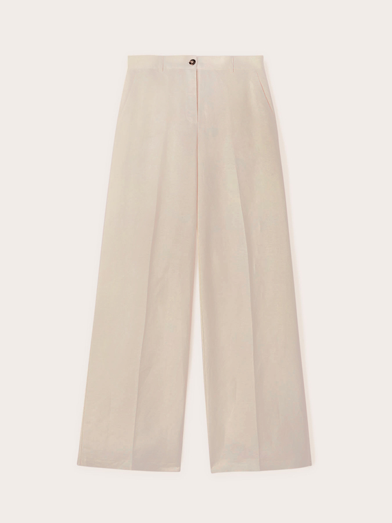 Pantaloni wide leg misto lino