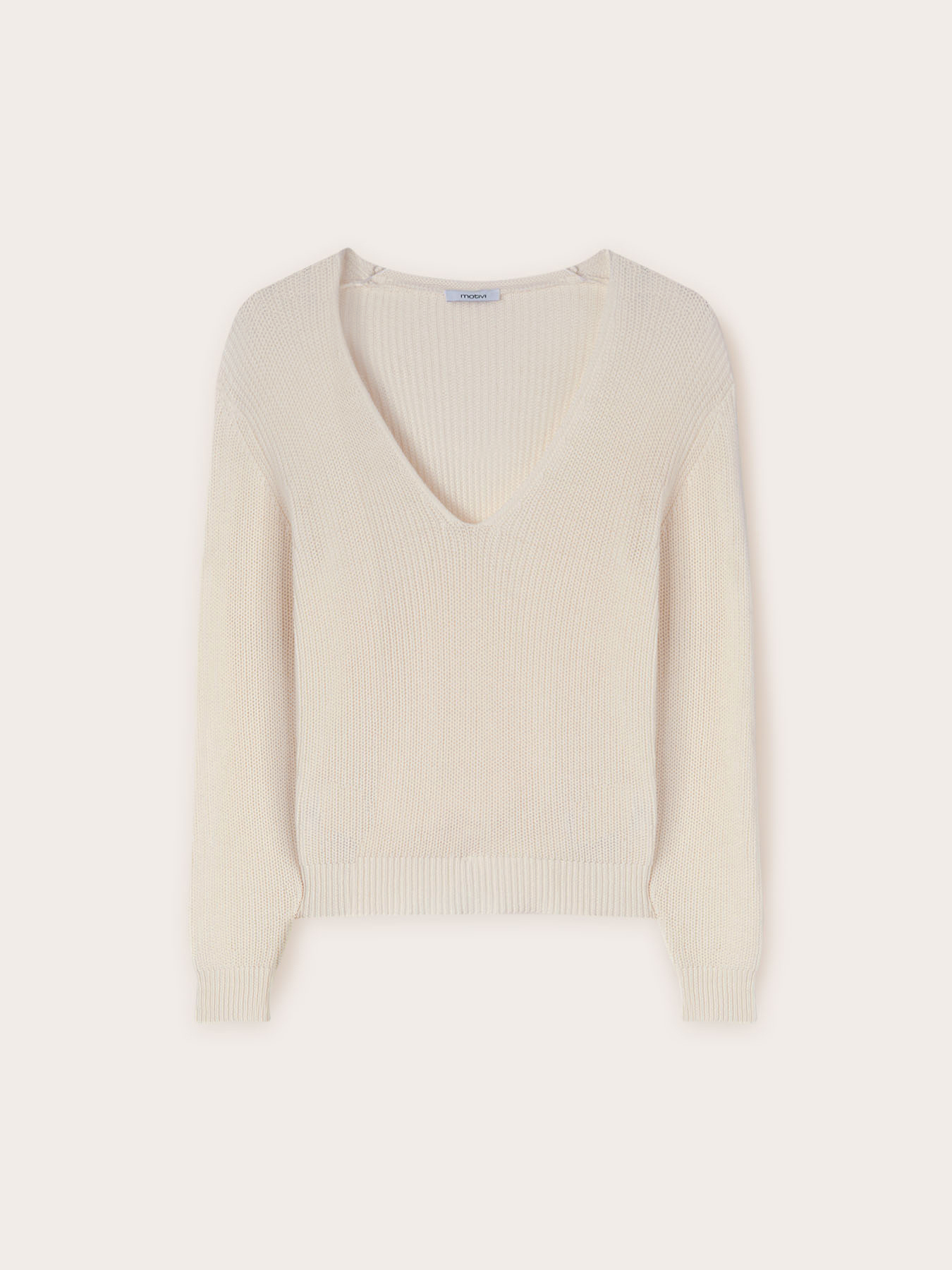 Pullover scollo a v in cotone image number 4