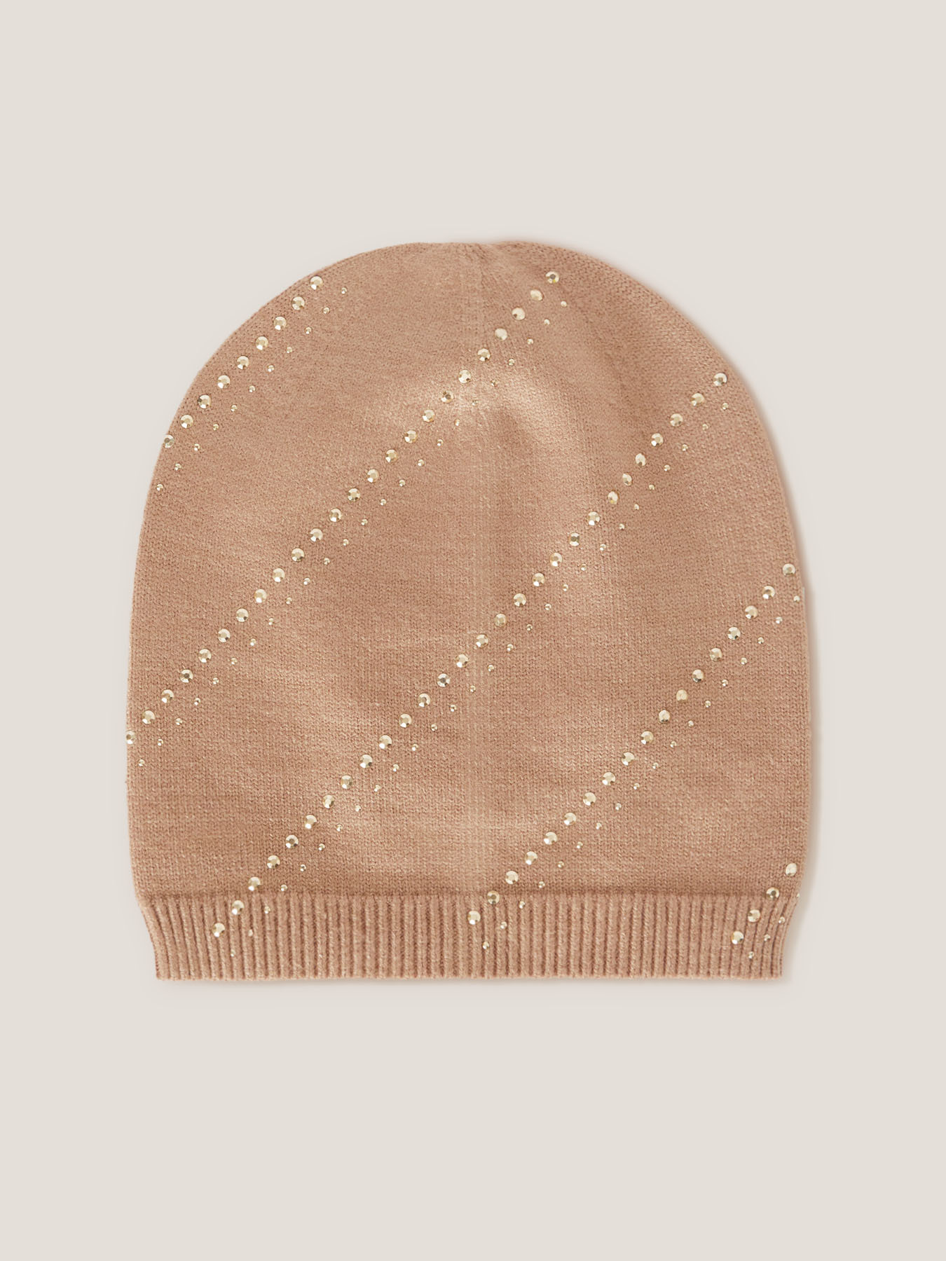 Beanie with micro rhinestones and studs image number 1
