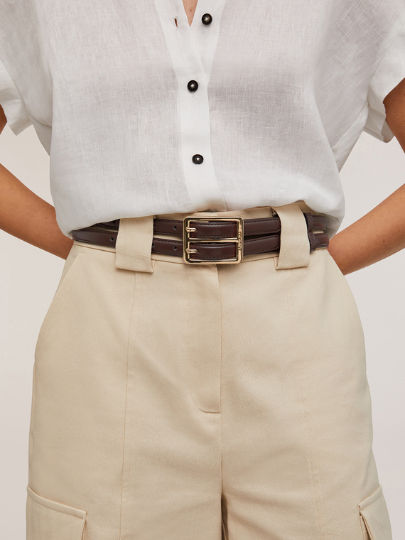 Cintura double in tessuto spalmato