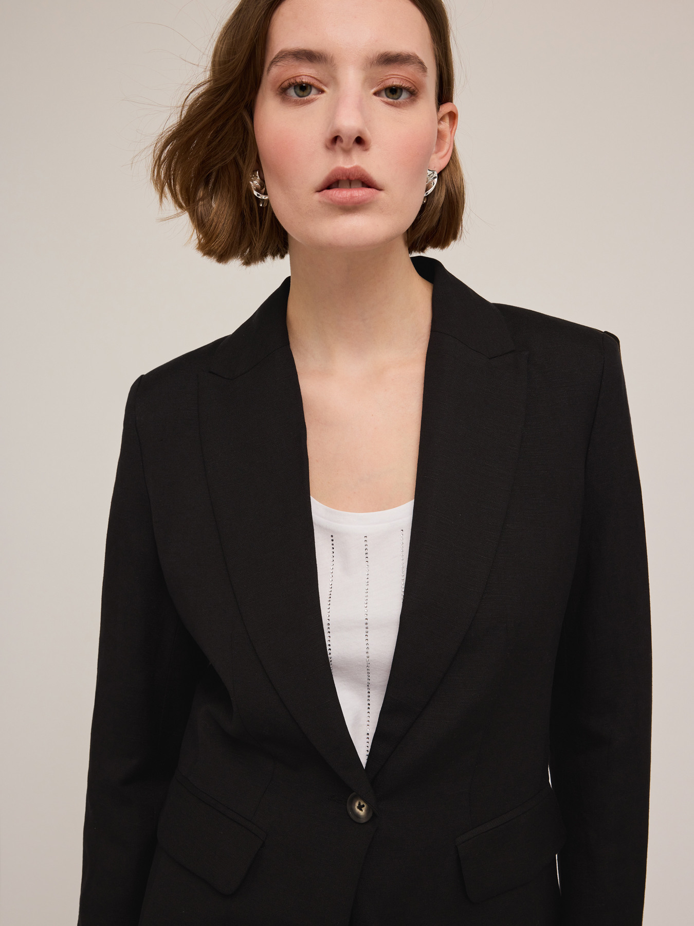 Blazer monopetto misto lino image number 3