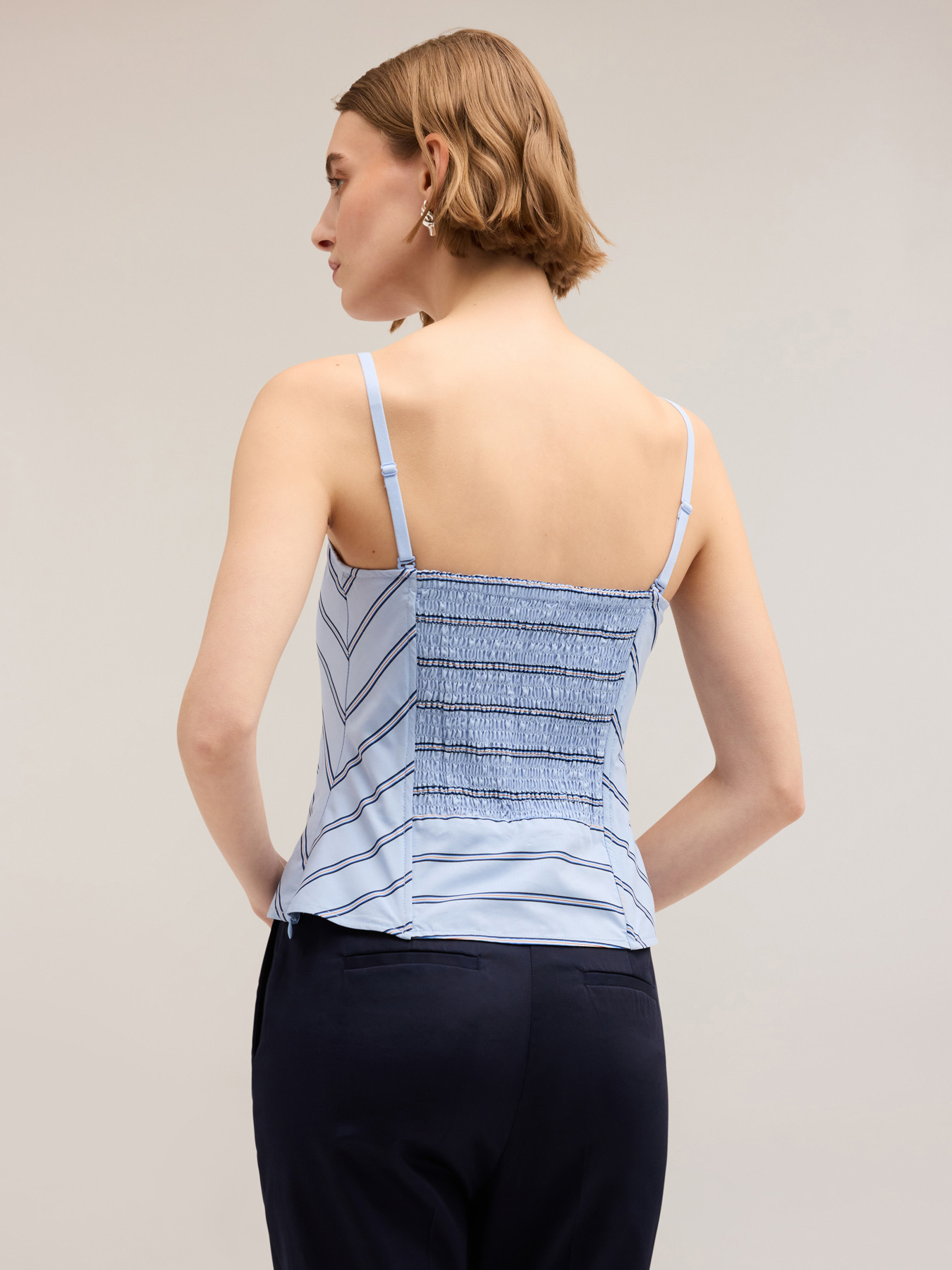 Top bustier de popelina a rayas image number 1