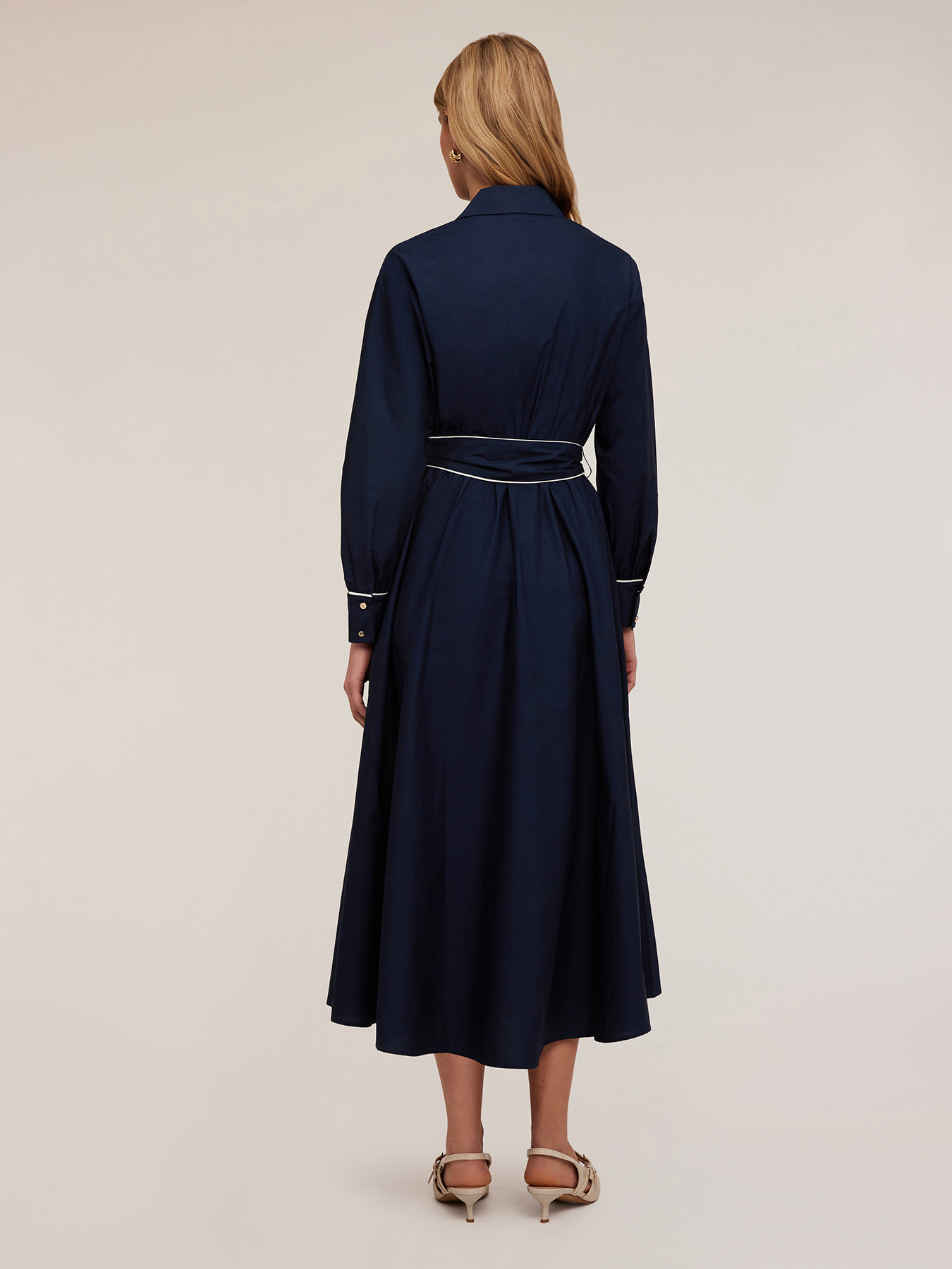 Poplin chemisier dress with profiles image number 1