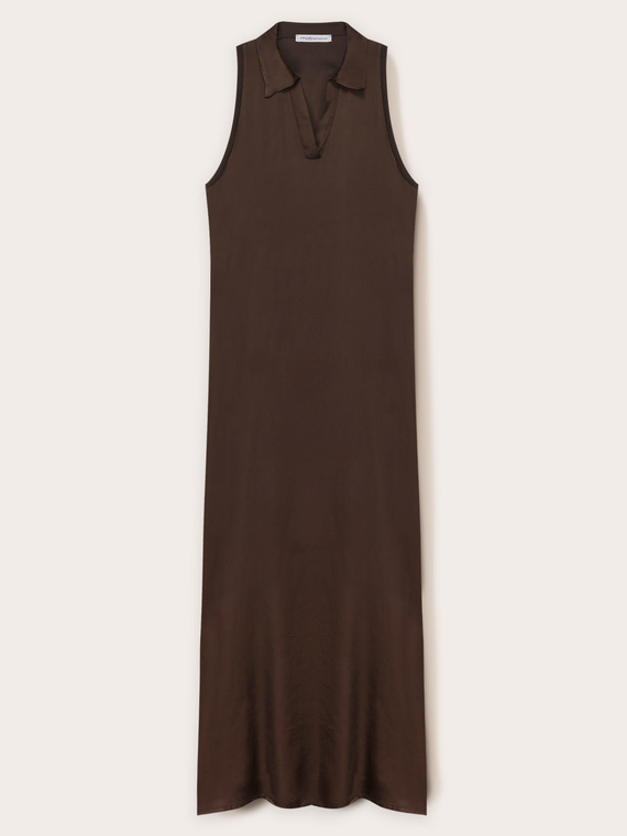 Vestito lungo con colletto in raso