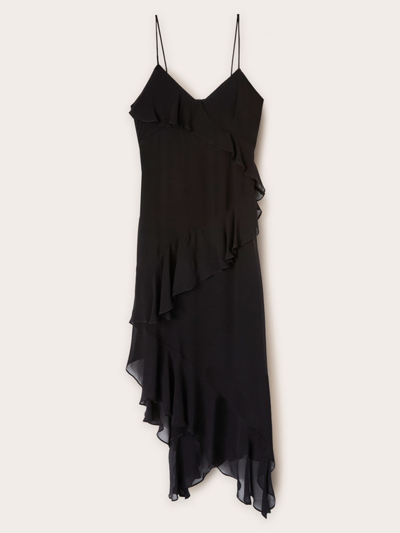 Robe mi-longue avec volants &agrave; ruches