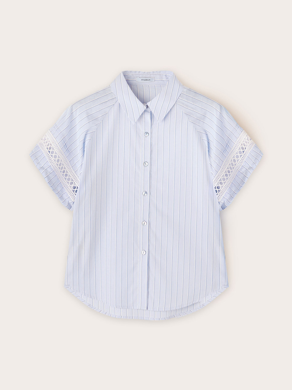 Gestreiftes Hemd mit bestickten &Auml;rmeln