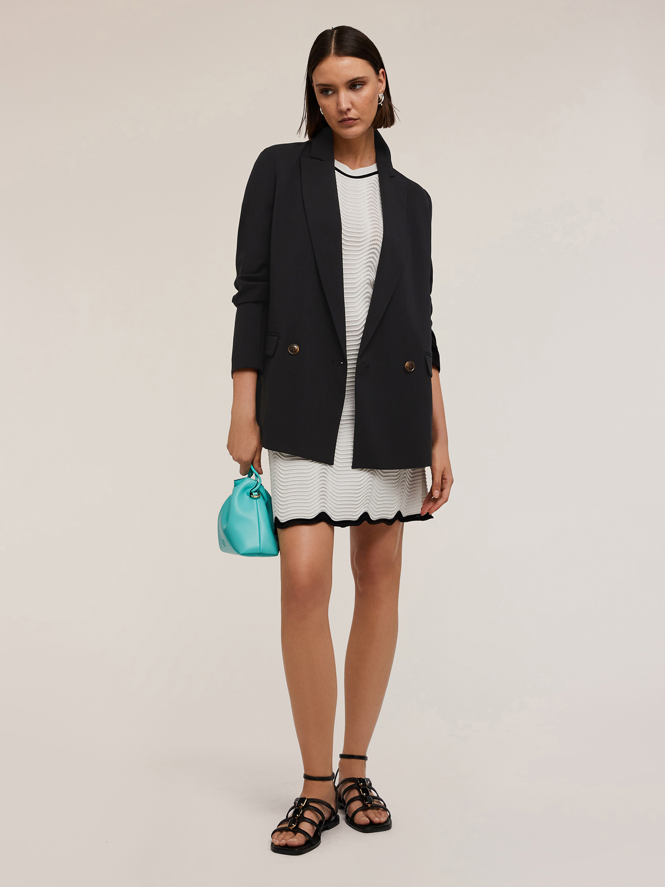 Blazer doppiopetto con pliss&eacute; posteriore image number 1