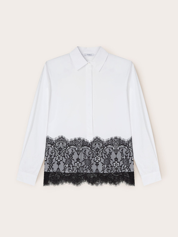 Camicia serafino con banda in pizzo