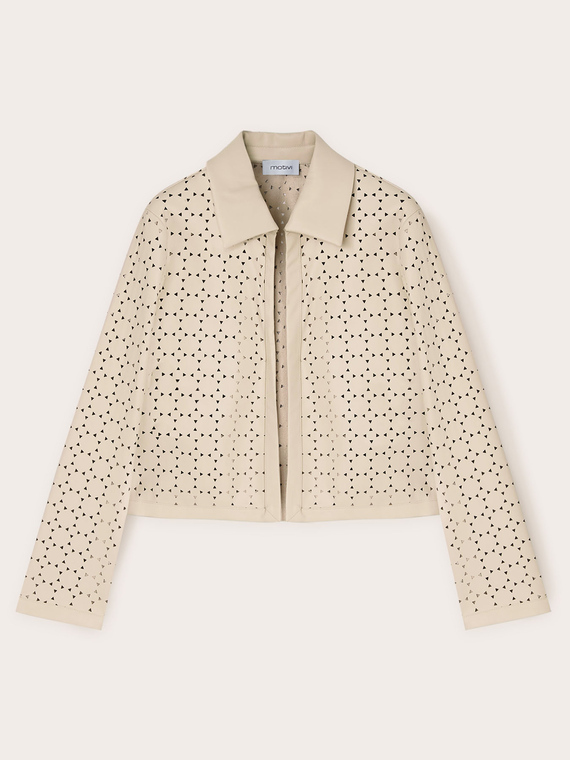 Giacca traforata in tessuto spalmato