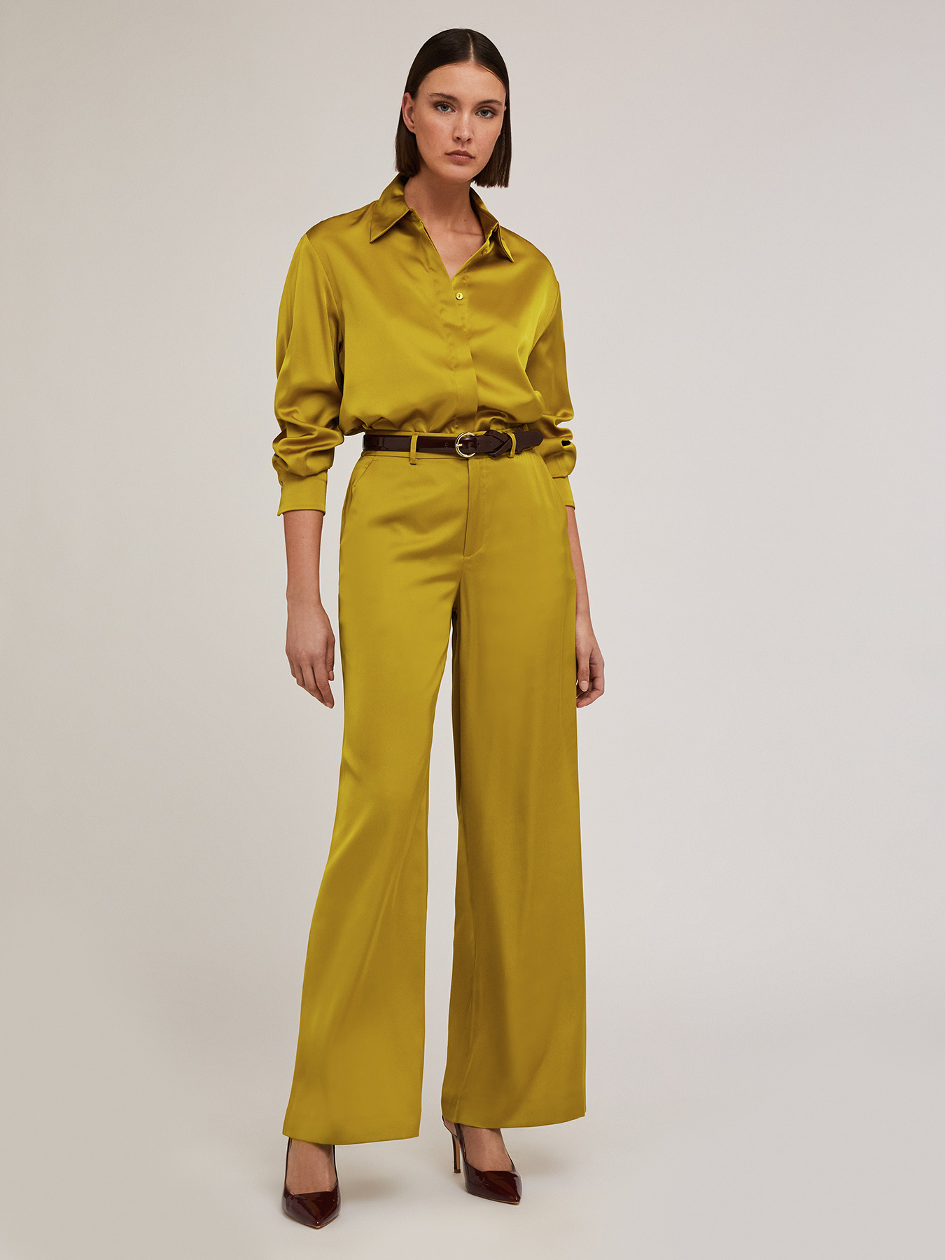 Pantaloni palazzo in raso satin image number 0