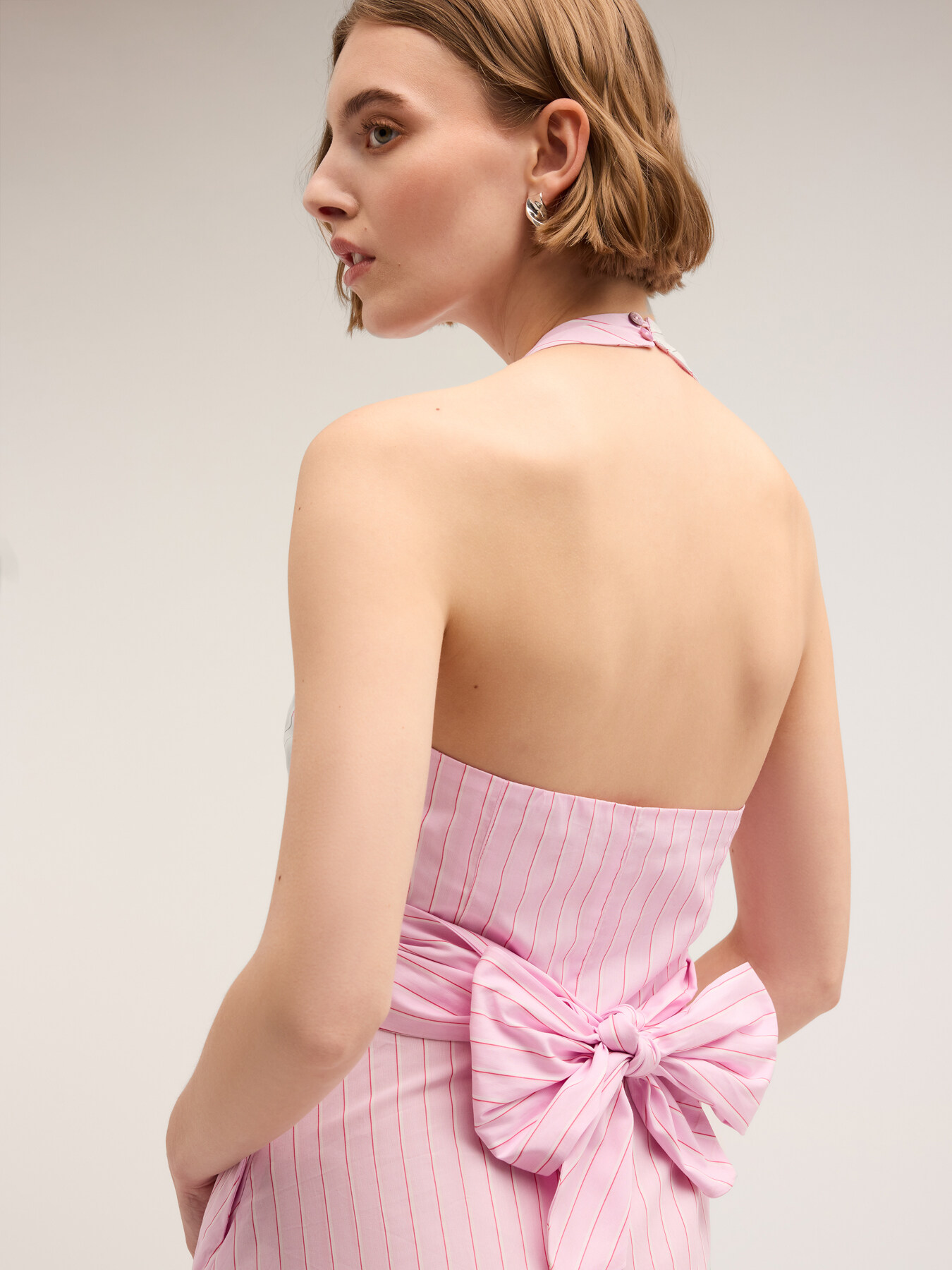 Vestido de popelina con estampado de rayas image number 3