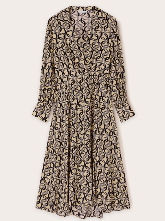Ring patterned viscose midi dress