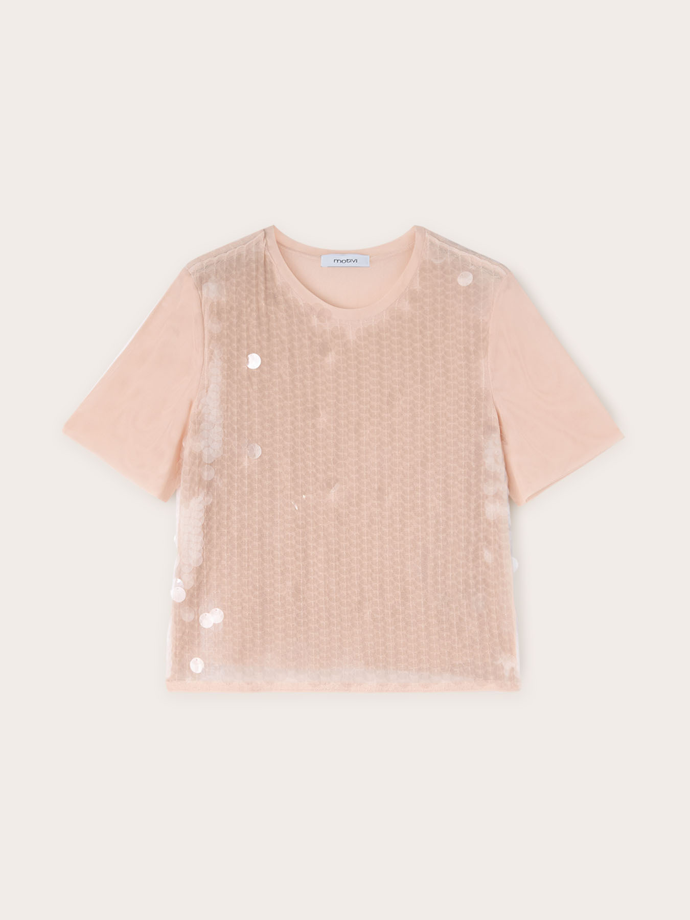 Tulle T-shirt with oversized sequins image number 1