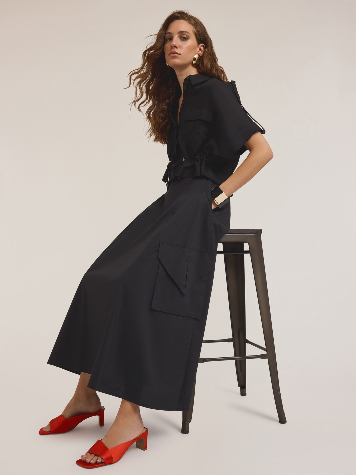 Gonna cargo in popeline di cotone image number 3