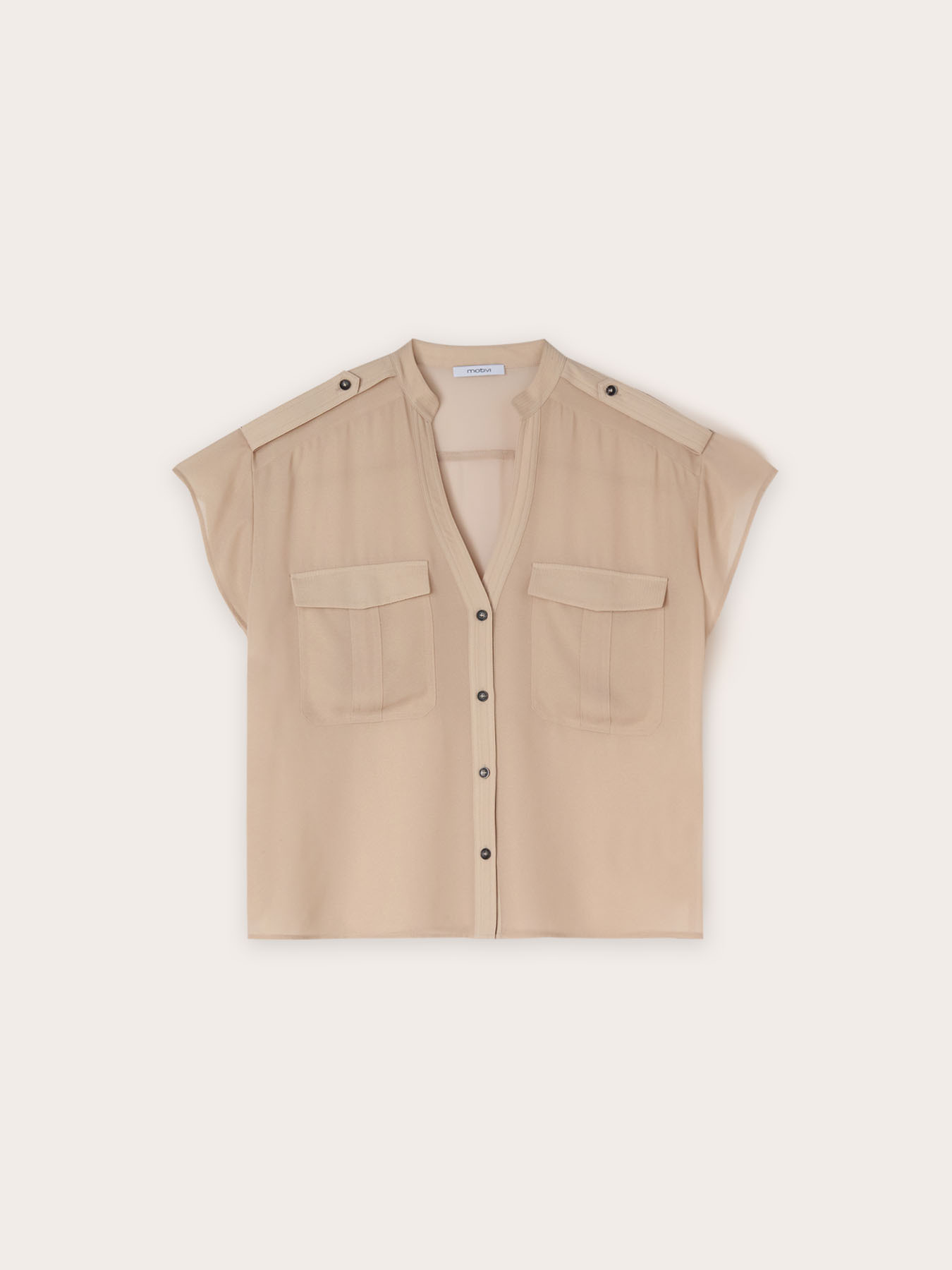 Camicia sahariana in georgette laminata image number 4