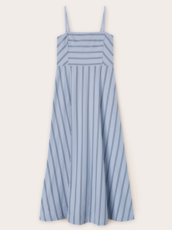 Striped poplin midi dress