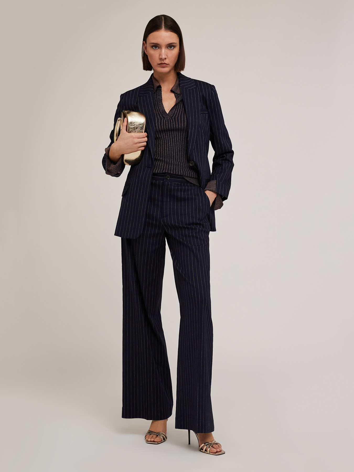 Pinstriped single-breasted blazer image number 2