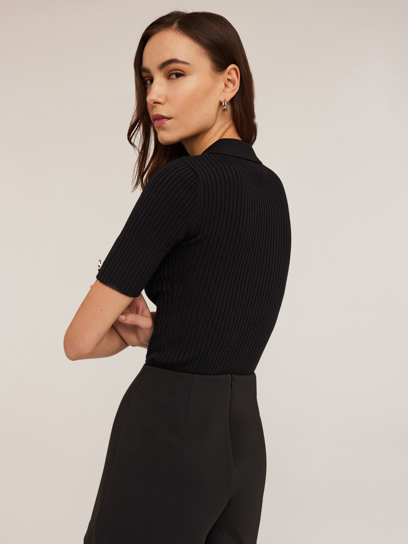 Polo en maille &agrave; c&ocirc;tes image number 1