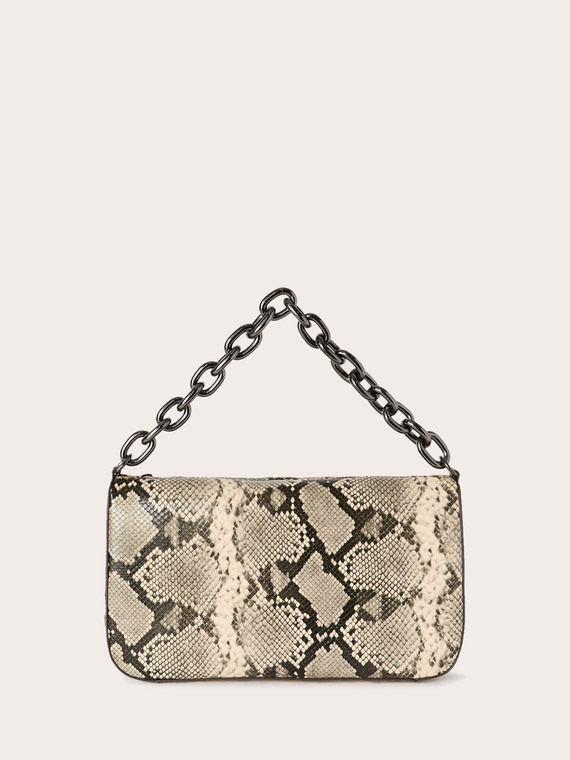 Borsa a tracolla in tessuto spalmato stampa pitone