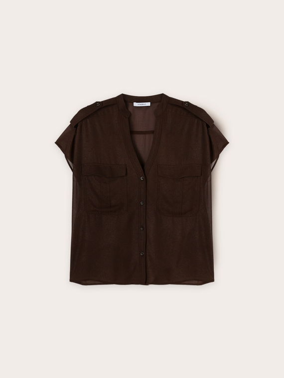 Camicia sahariana in georgette laminata