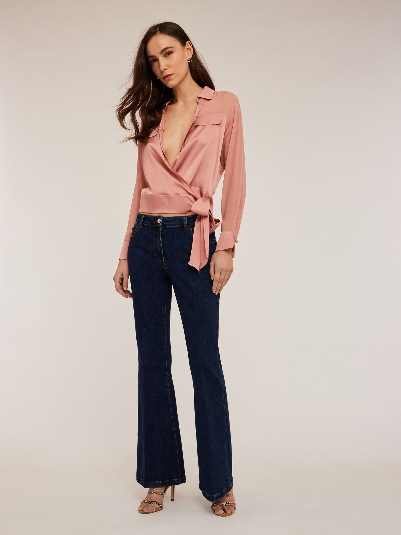 Crossover satin shirt image number 2