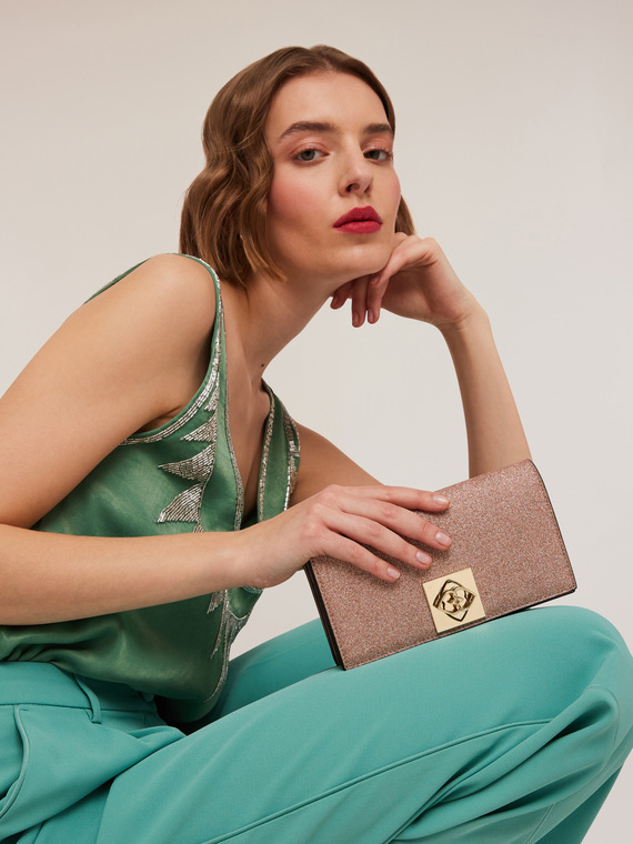 Wallet Bag in tessuto spalmato glitter