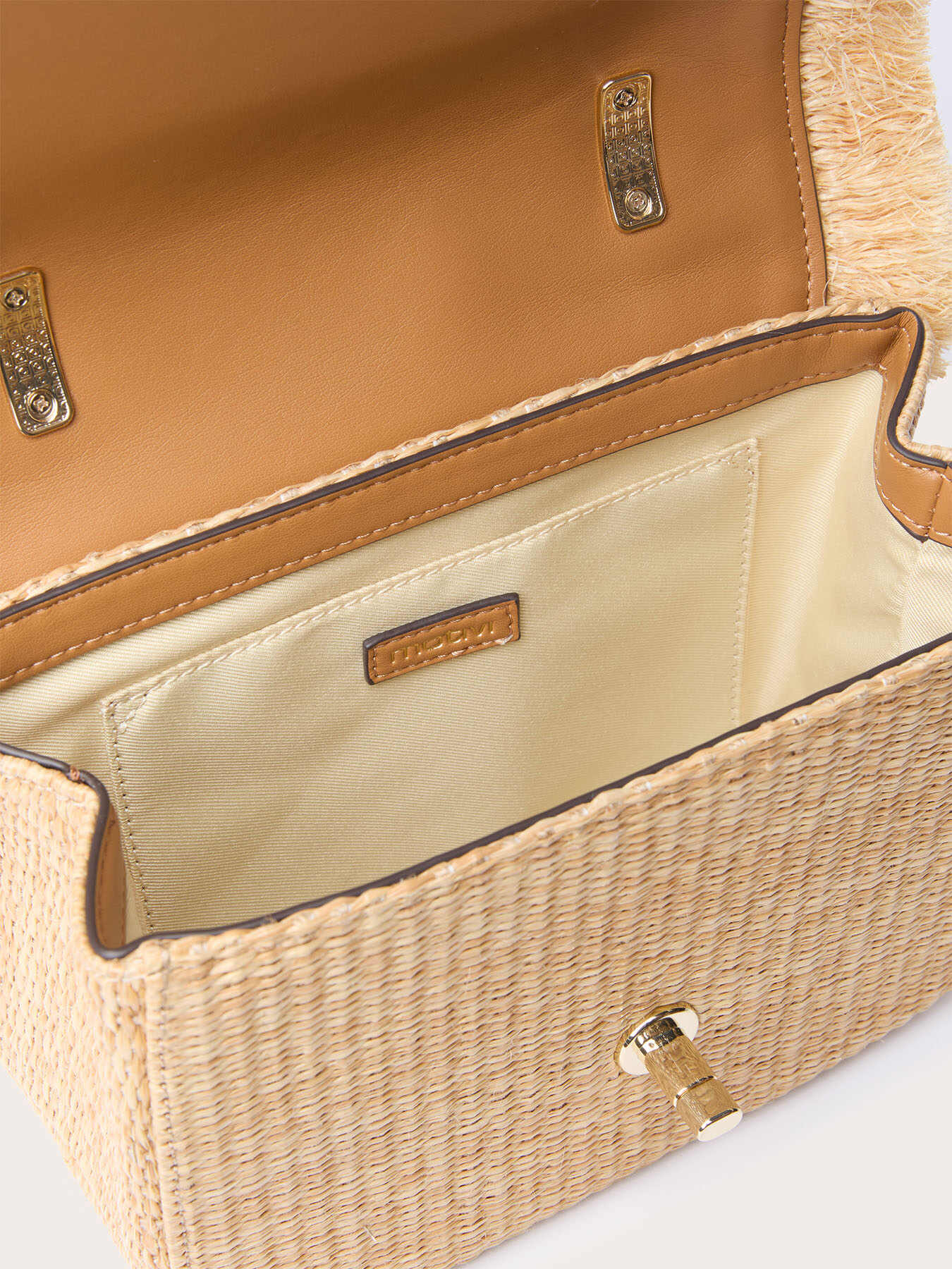 Small bag in straw effect fabric image number 5