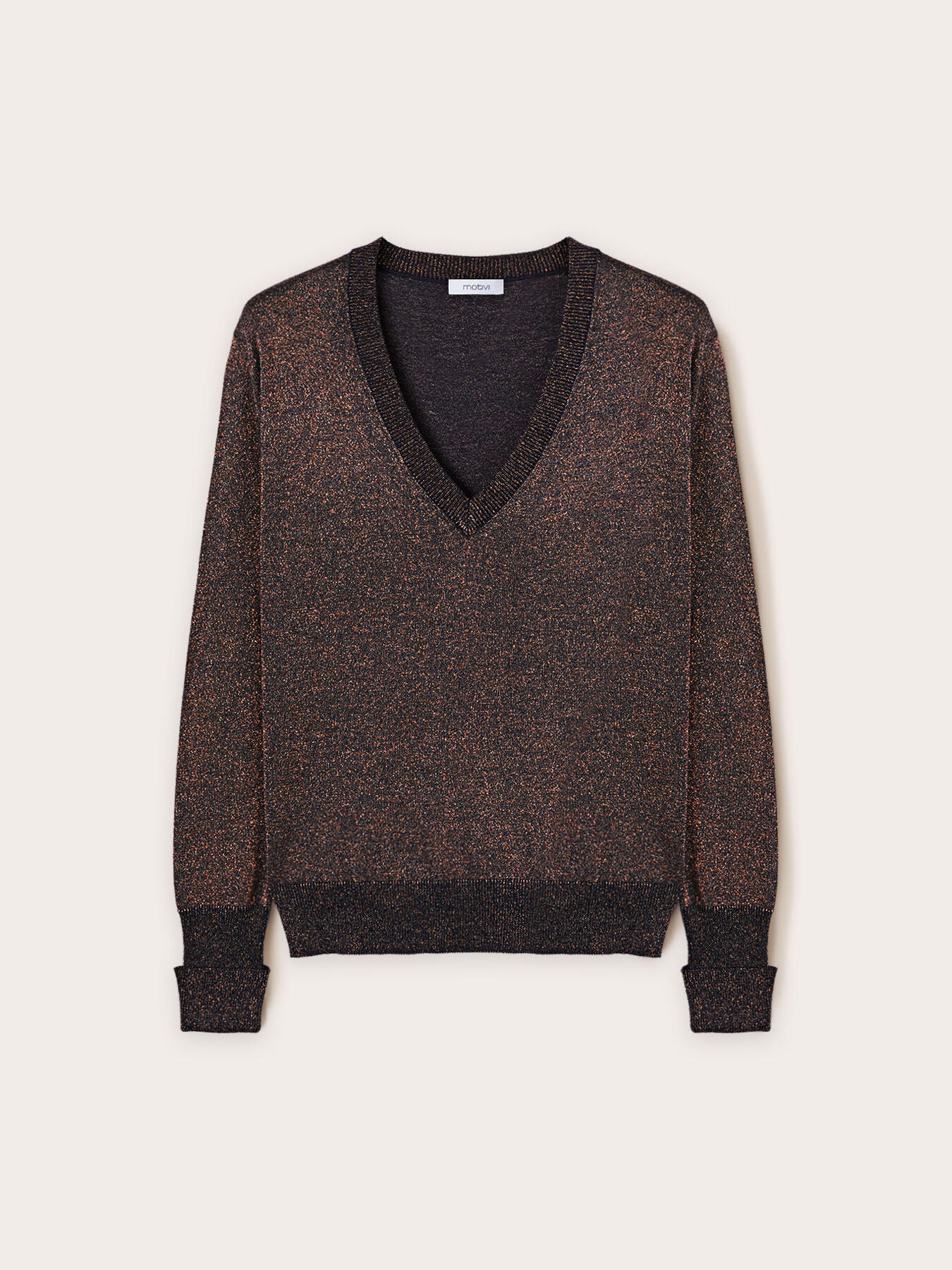 Pullover scollo a v misto lurex image number 4