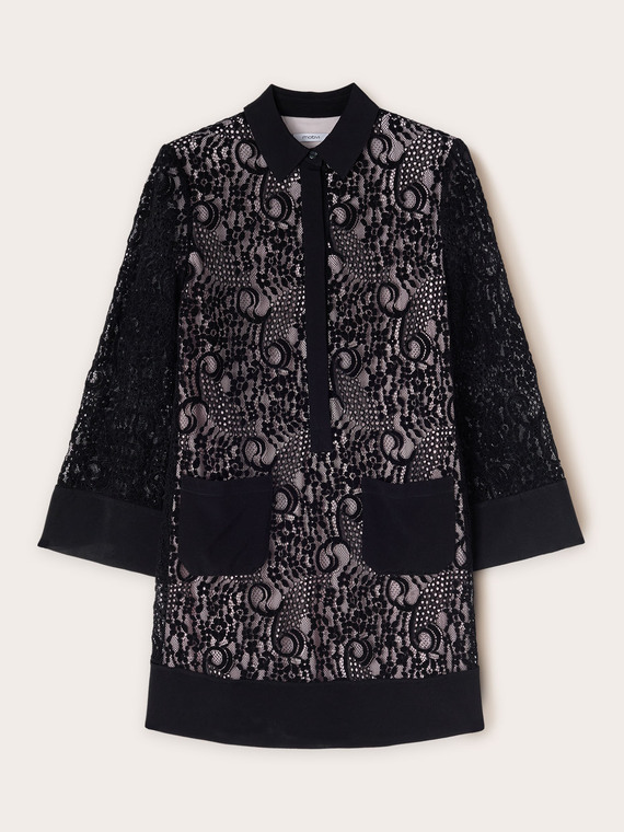 Macram&eacute; lace chemisier dress