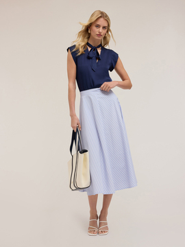 Striped cotton midi skirt