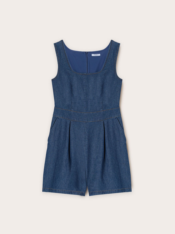 Tuta corta in denim misto lyocell