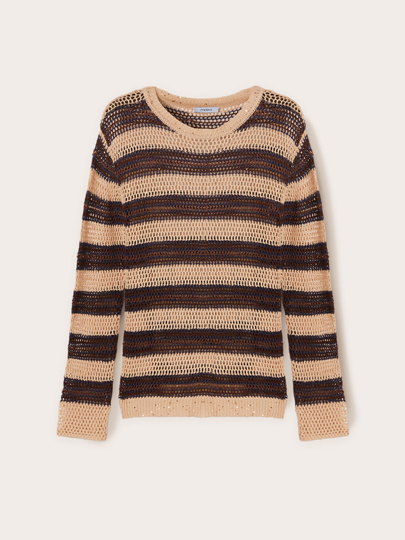 Maglia a righe in filato con micro paillettes
