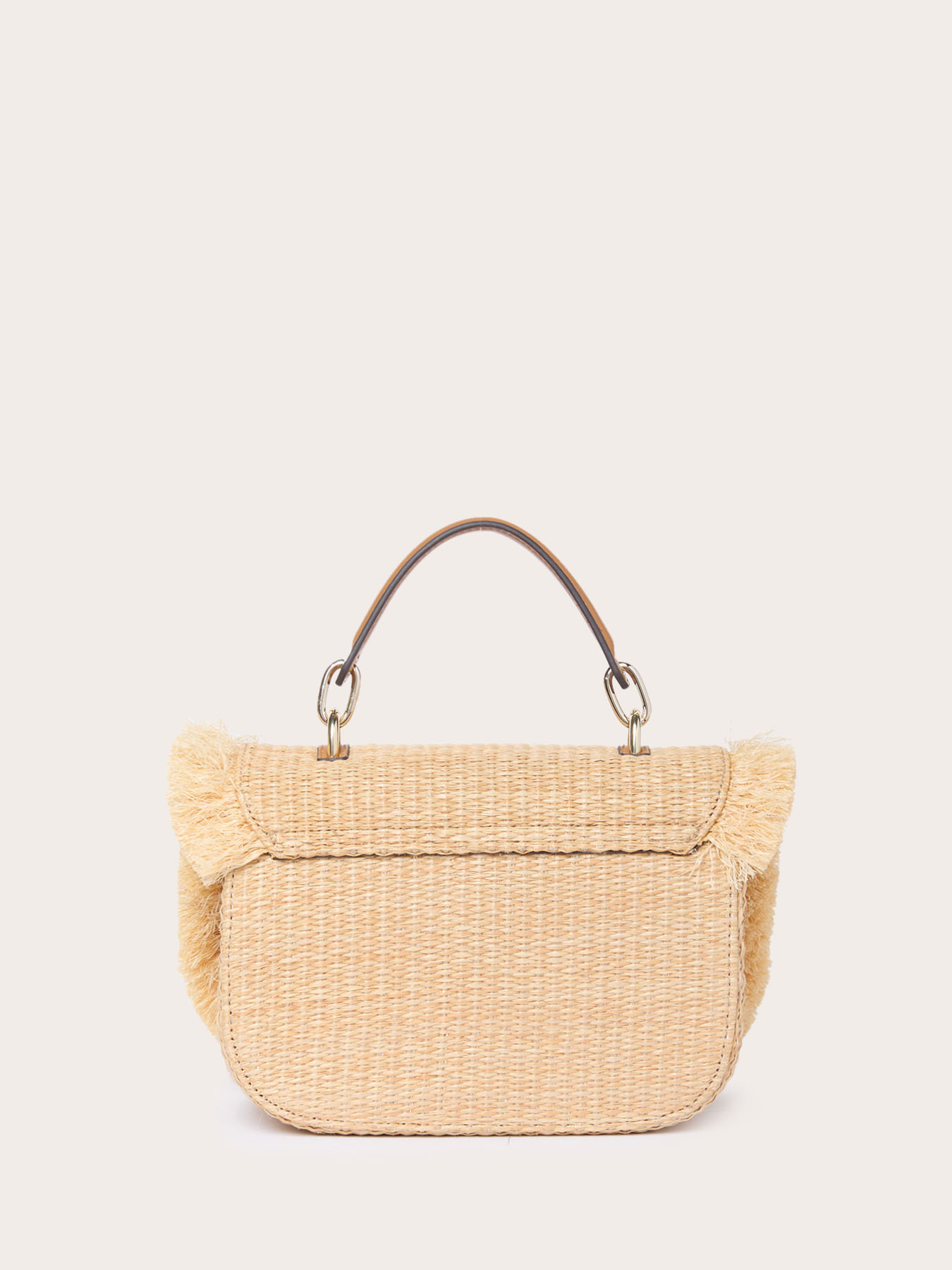 Small bag in straw effect fabric image number 3