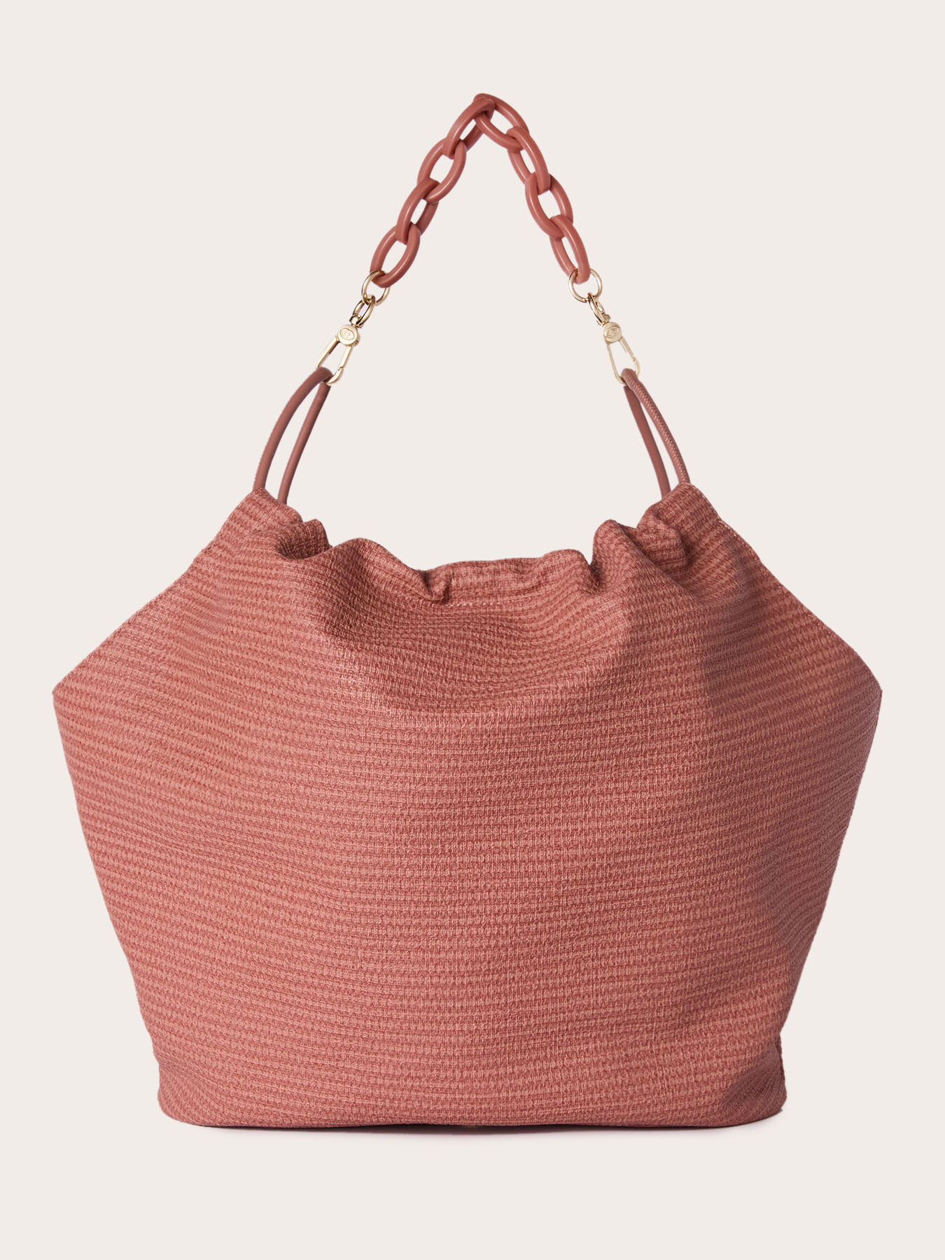 Curly tote bag made with woven armure effect cloth image number 3