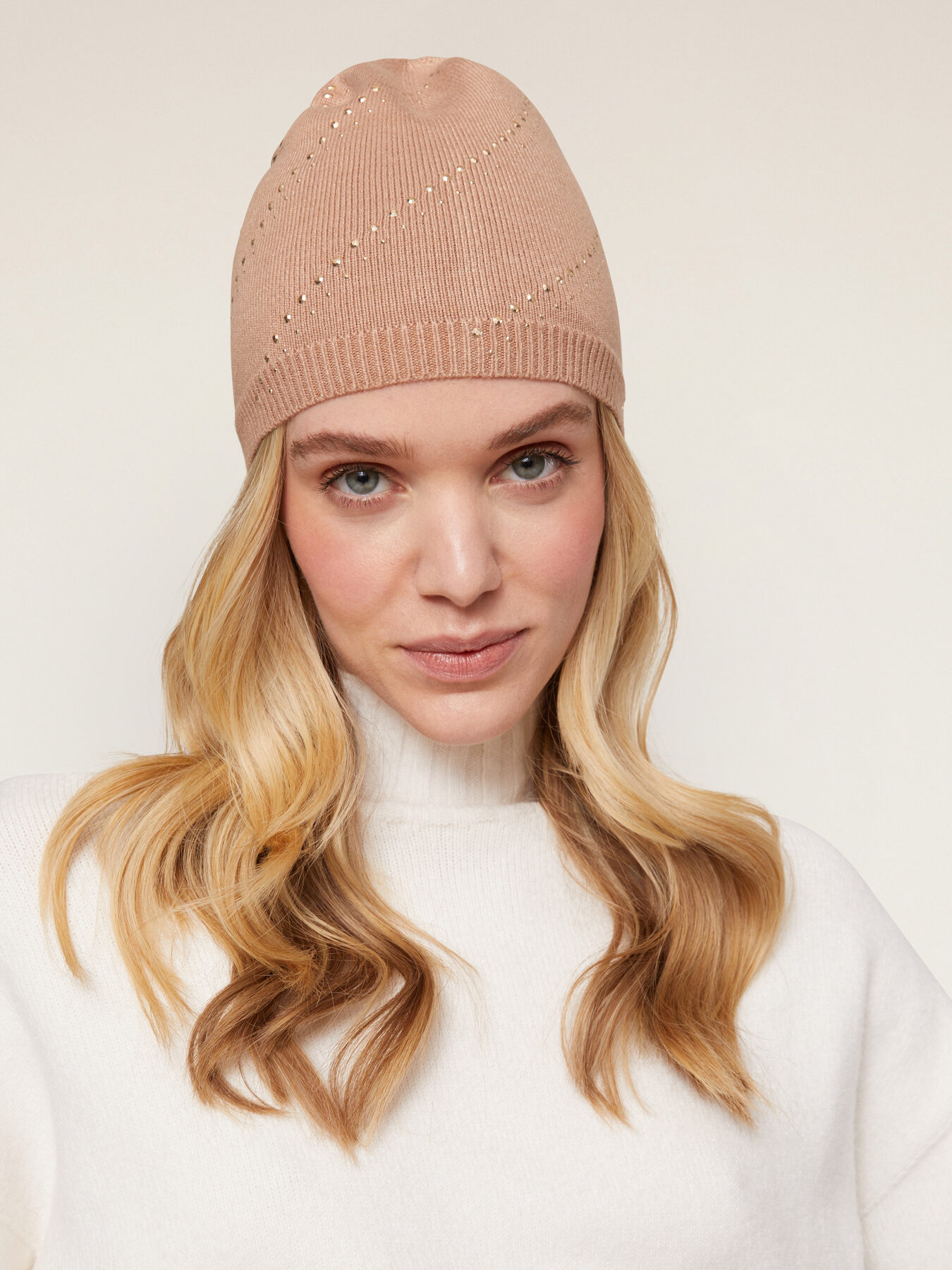 Beanie with micro rhinestones and studs image number 0