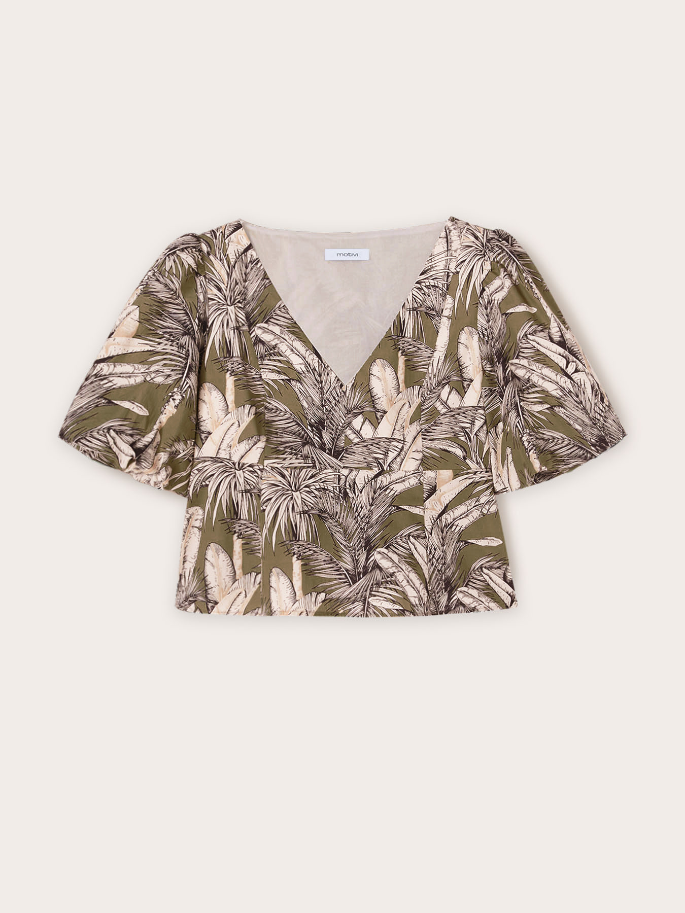Top p&eacute;plum &agrave; manches courtes motif jungle image number 4