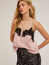 Top lingerie in raso con bordo in pizzo image number 1