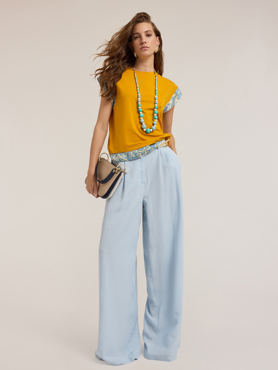 Pleated palazzo trousers in lyocell blend