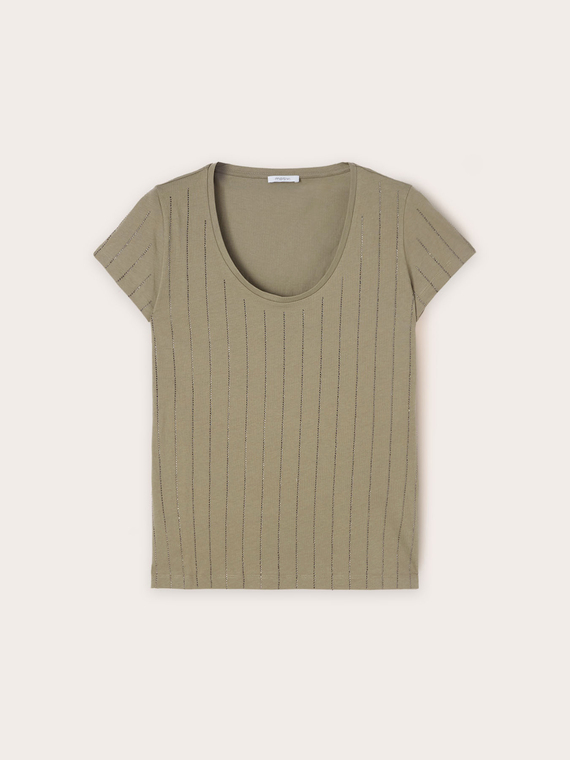 Camiseta de algod&oacute;n con rayas de pedrer&iacute;a
