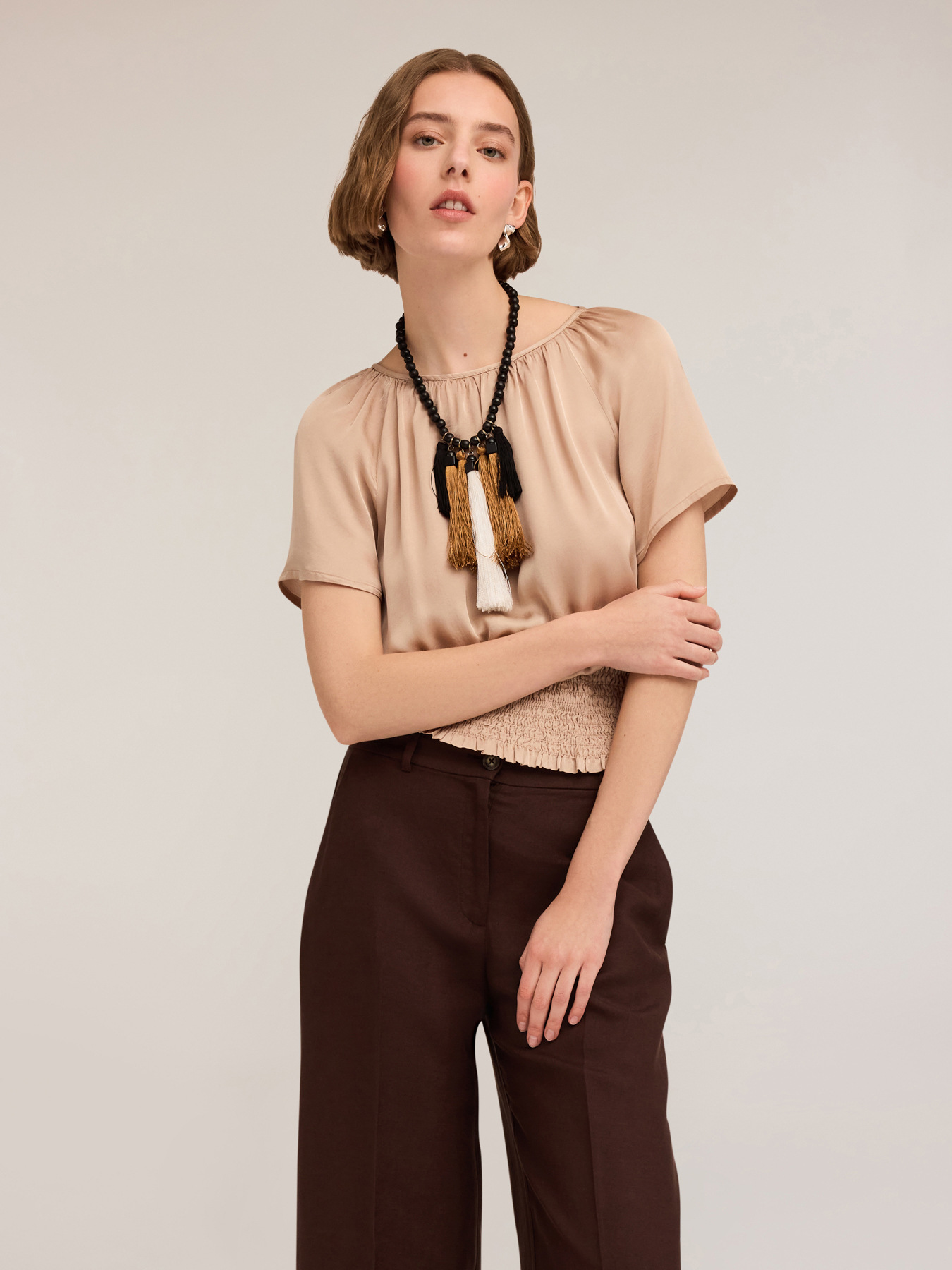 Satin blouse with back opening image number 2